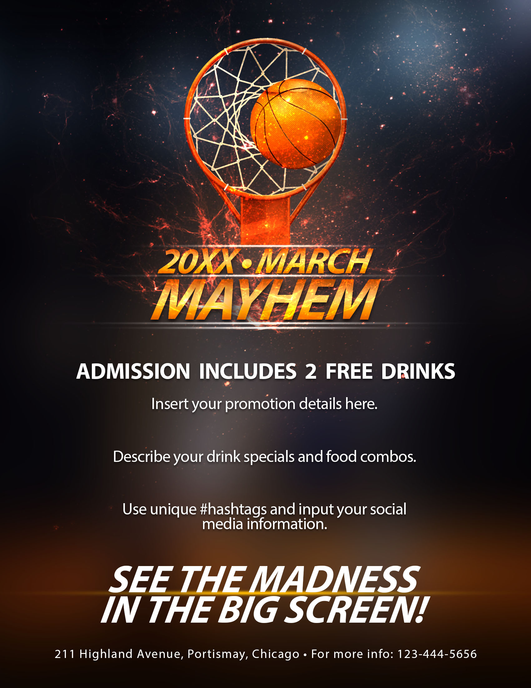 The Madness Begins! FREE 5 Basketball Flyers in PSD for the Big
