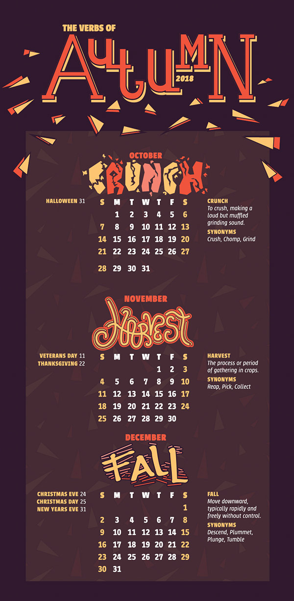 Typographical Calendar of 2018 by Lauren Kiser