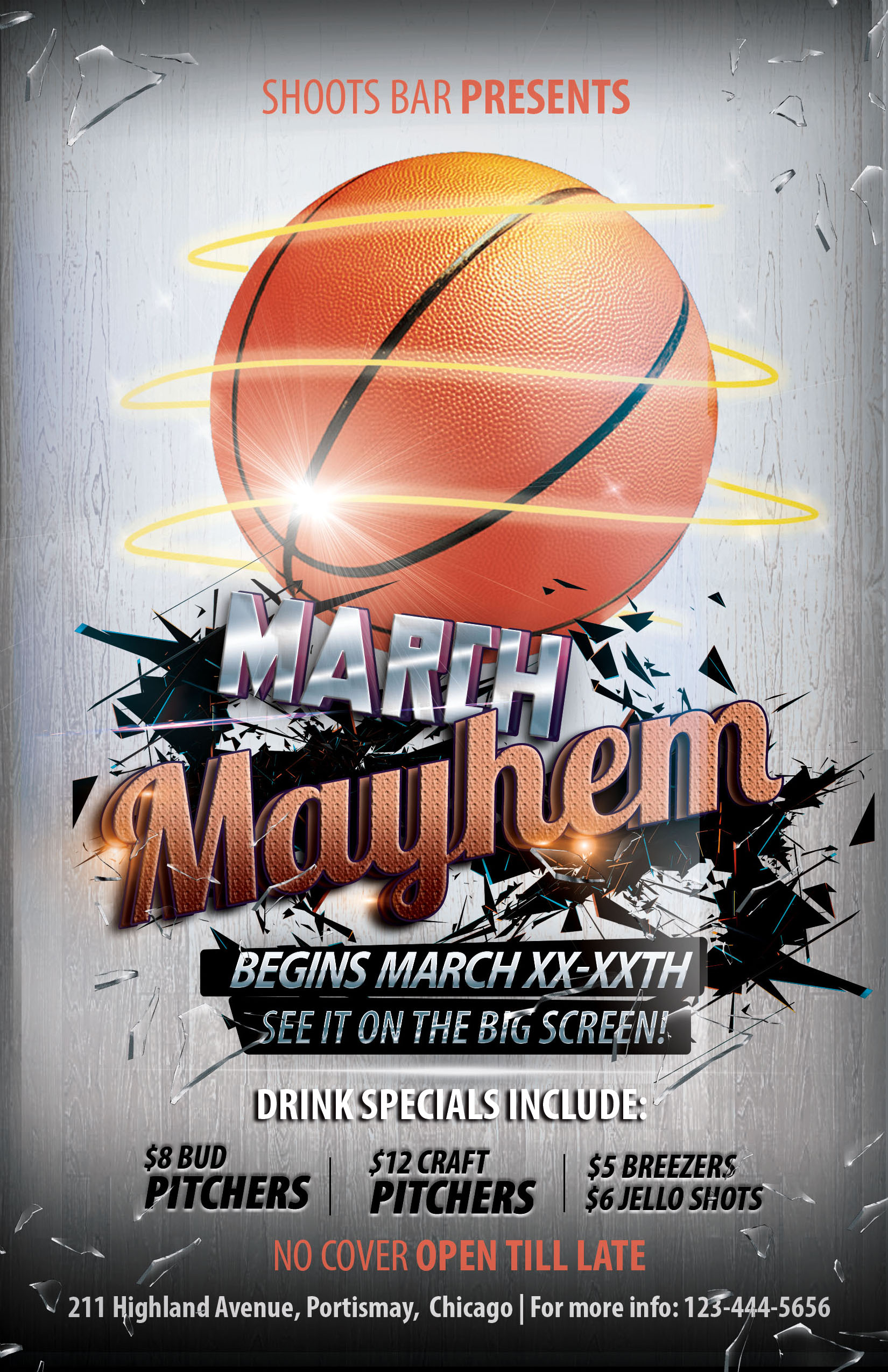 The Madness Begins FREE 5 Basketball Flyers In PSD For The Big 