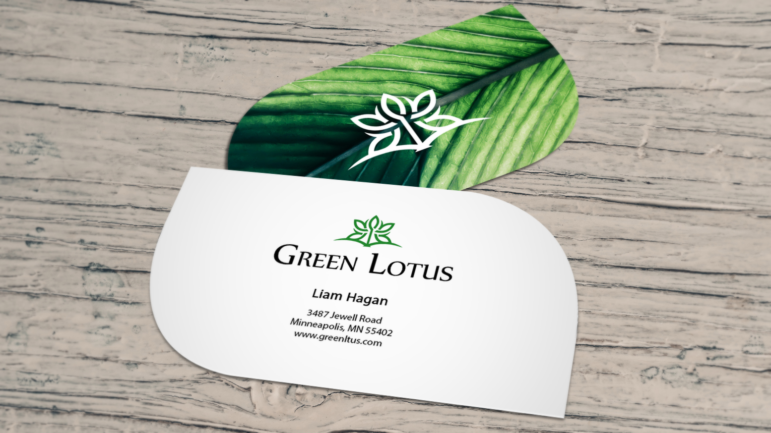 Leaf business card for an environmental organization