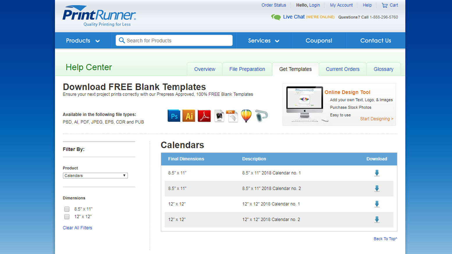 Free PrintRunner Calendar Templates