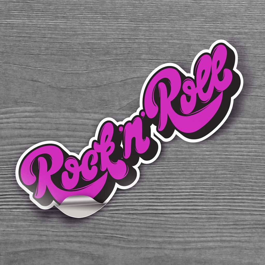 die cut stickers - band sticker with the main colors of purple, black and white