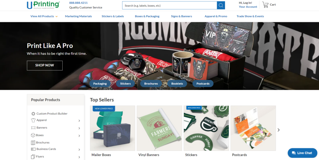 UPrinting Review - Homepage
