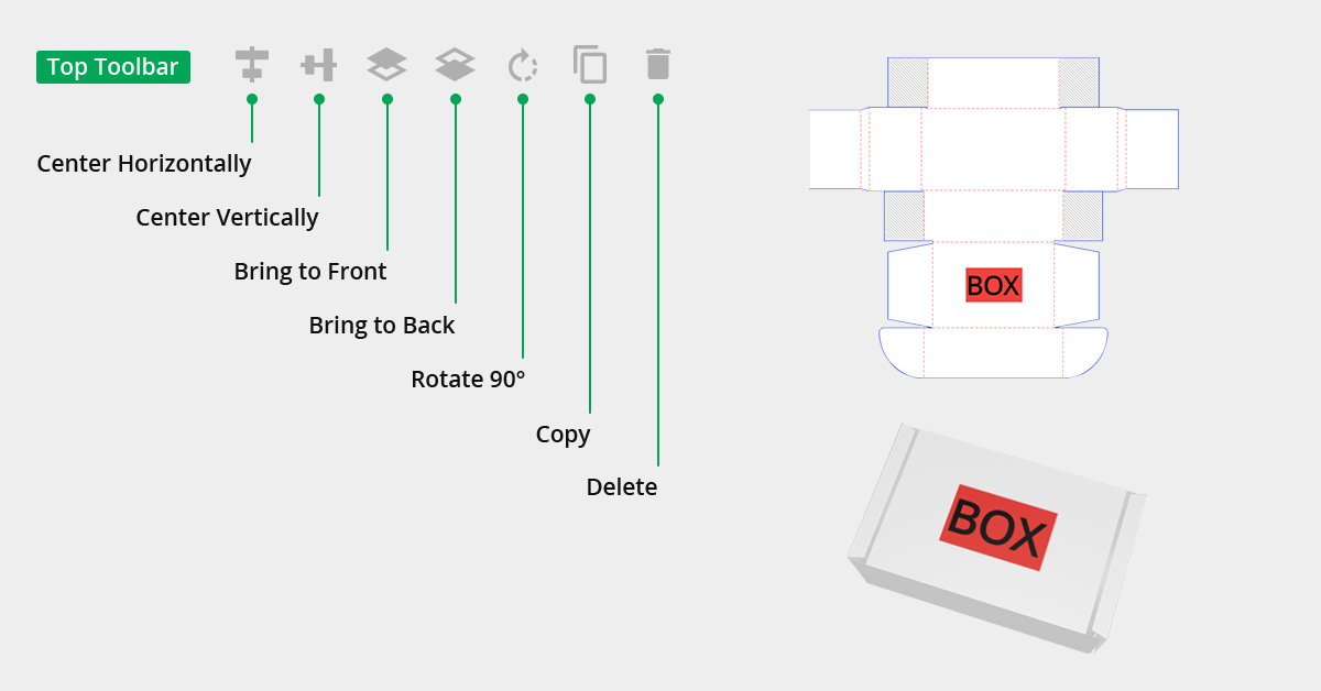 Top Toolbar - Custom Boxes Design Tool
